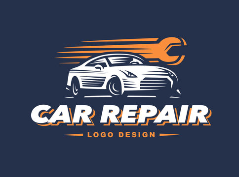 Logo car repair on dark background