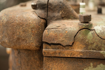 Outdated antique handmade boatmotor