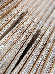 Brown corrugated cardboard useful as a blurred background