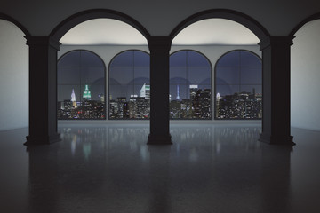 Interior with night city view