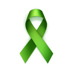 Vector Green Breast Cancer Ribbon Isolated on White Background