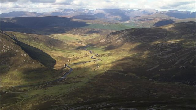 Reveal Valley Near Balmoral, Left Valley Side, Sun, Right Valley Side, Shade, River Running Through Valley