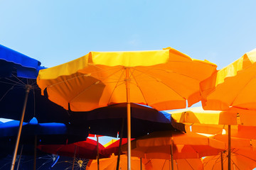 sunshades at a beach restaurant