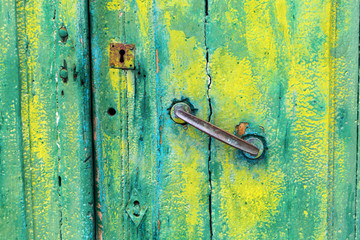 old wooden door with green paint