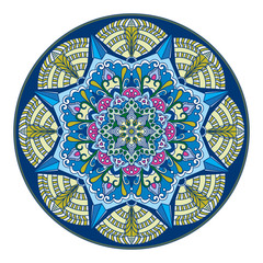 Circular ornament from abstract elements. Color