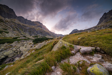 Mountain Landscape in the Evening. Mlynicka Valley, High Tatra, Slovakia.