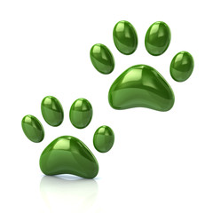 3d illustration of two cat's green paws
