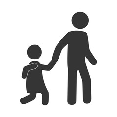 School kid walking pictogram design, isolated flat icon vector illustration graphic.