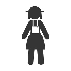 farmer woman coverall , isolated flat icon vector illustration