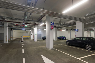 Underground garage in business house in centre of town Dubrovnik in Croatia