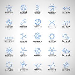 Network Icons Set - Isolated On Gray Background - Vector Illustration, Graphic Design. For Web, Websites. Thin Line