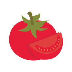 fresh tomato vegetable half cartoon, vector illustration