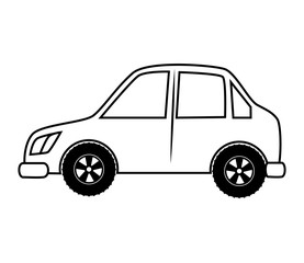 car vehicle transport black and white colors isolated flat icon