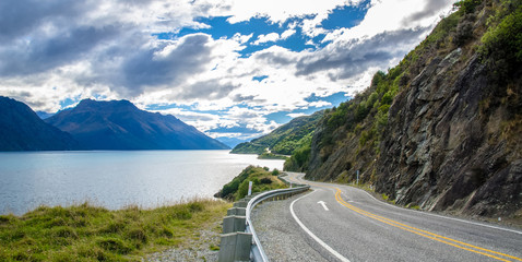 Road towards Lake Wakatipu Queenstown,New Zealand
