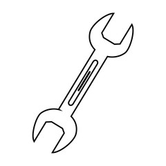 Wrench repair tool black and white colors isolated flat icon