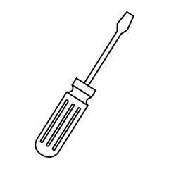 Screwdriver repair tool black and white colors isolated flat icon