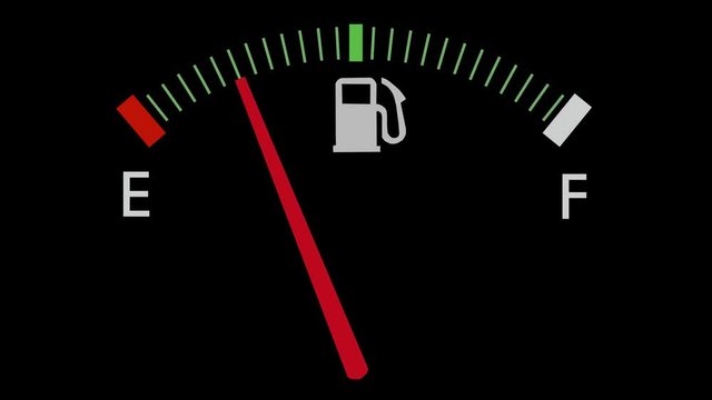 Fuel gauge full-empty-full car dashboard meter 4K
