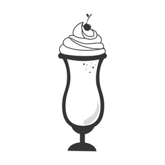 Milkshake ice cream in black and white colors, isolated flat icon.