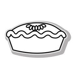 delicious pie dessert in black and white colors, isolated flat icon.