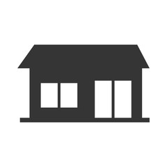 Real estate building in black and white colors, isolated flat icon.