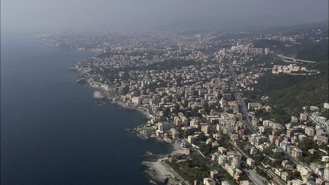Wide Of Genoa With Sea And Quinto Al Mare, Foreground