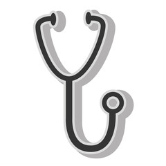 Medical stethoscope equipment , isolated flat icon with black and white colors.