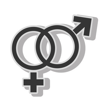 Male female gender symbol , isolated flat icon with black and white colors.