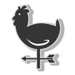 Wind vane roaster , isolated flat icon with black and white colors.