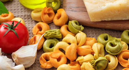 Tortellini pasta on a table