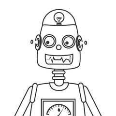 Obraz na płótnie Canvas Robot kid toy ,black and white isolated flat icon