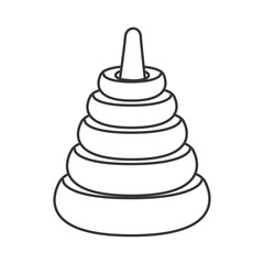 Hanoi tower puzzle toy ,black and white isolated flat icon