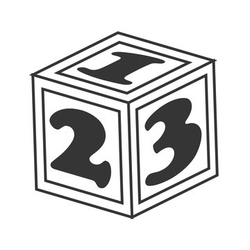 ABC blocks toy ,black and white isolated flat icon
