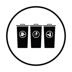 Garbage containers with separated trash icon