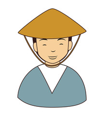 chinese man hat , isolated flat icon design