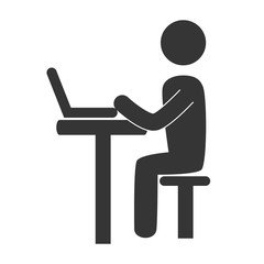 Man working laptop desk , isolated flat icon design