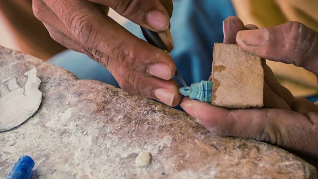 Video 1920x1080 - Making miniature stone figurine. workshop in Cambodia, Siem Reap