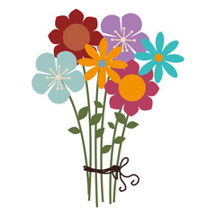bouquet of flowers, isolated flat colorful icon