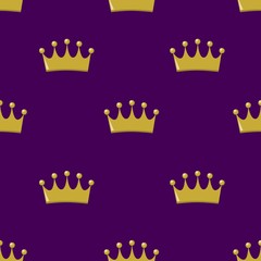 Seamless pattern golden crown queen, vector