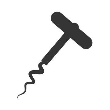 corkscrew bar utensil, isolated flat icon design