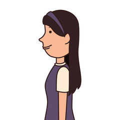 teenager girl cartoon, isolated flat icon design