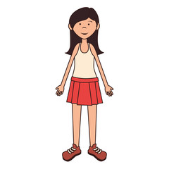 teenager girl cartoon, isolated flat icon design