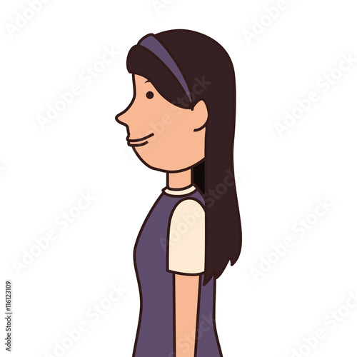 "teenager girl cartoon, isolated flat icon design" Stock image and