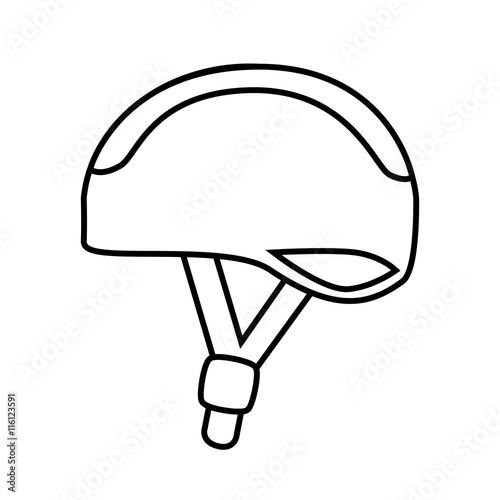 "Bike helmet safety , isolated black and white flat icon design" Stock