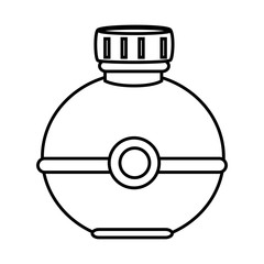 Water bottle object ,isolated black and white flat icon design