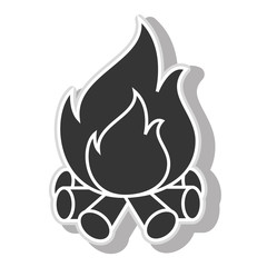 Wood fire flammes ,isolated black and white flat icon design