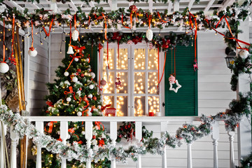Christmas decorated porch