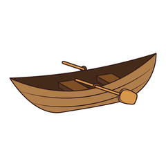 Wooden canoe, isolated flat icon cartoon design