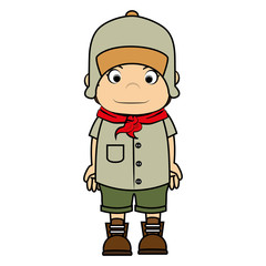 Scout boy cartoon, isolated flat icon design