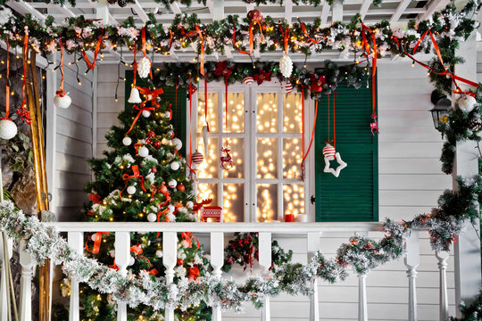 Christmas Decorated Porch