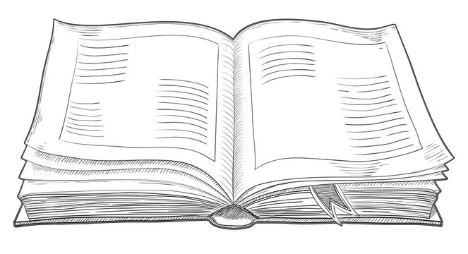 Open Retro Book. Vector Of Isolated Old  Book At Engraving Style. 